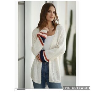 NEW LUXVEER LIGHTWEIGHT CARDIGAN COLOR BLOCK SLEEVE OPEN FRONT OVERSIZED